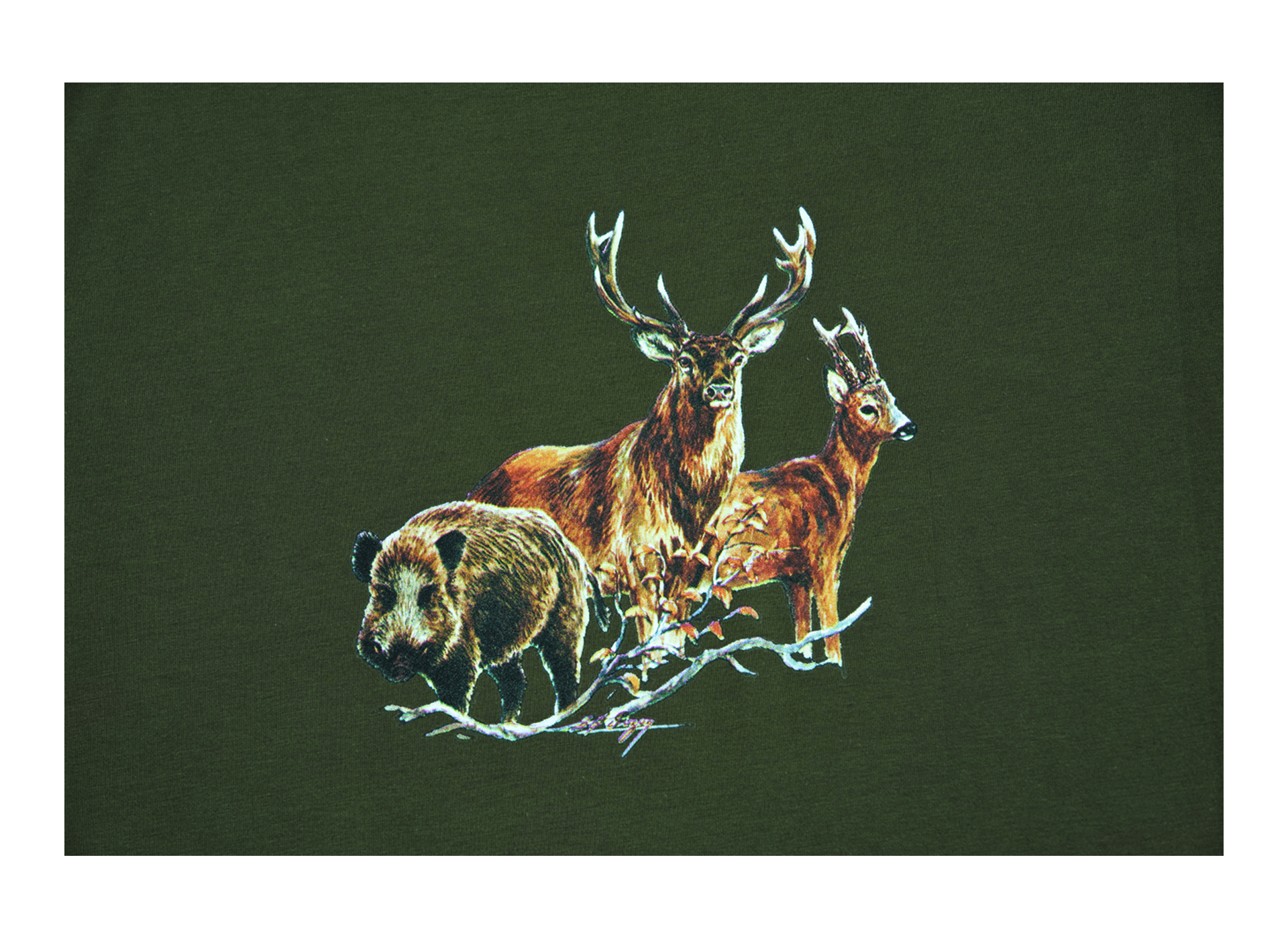 Motif transfert chasse T566 trio de gros gibier