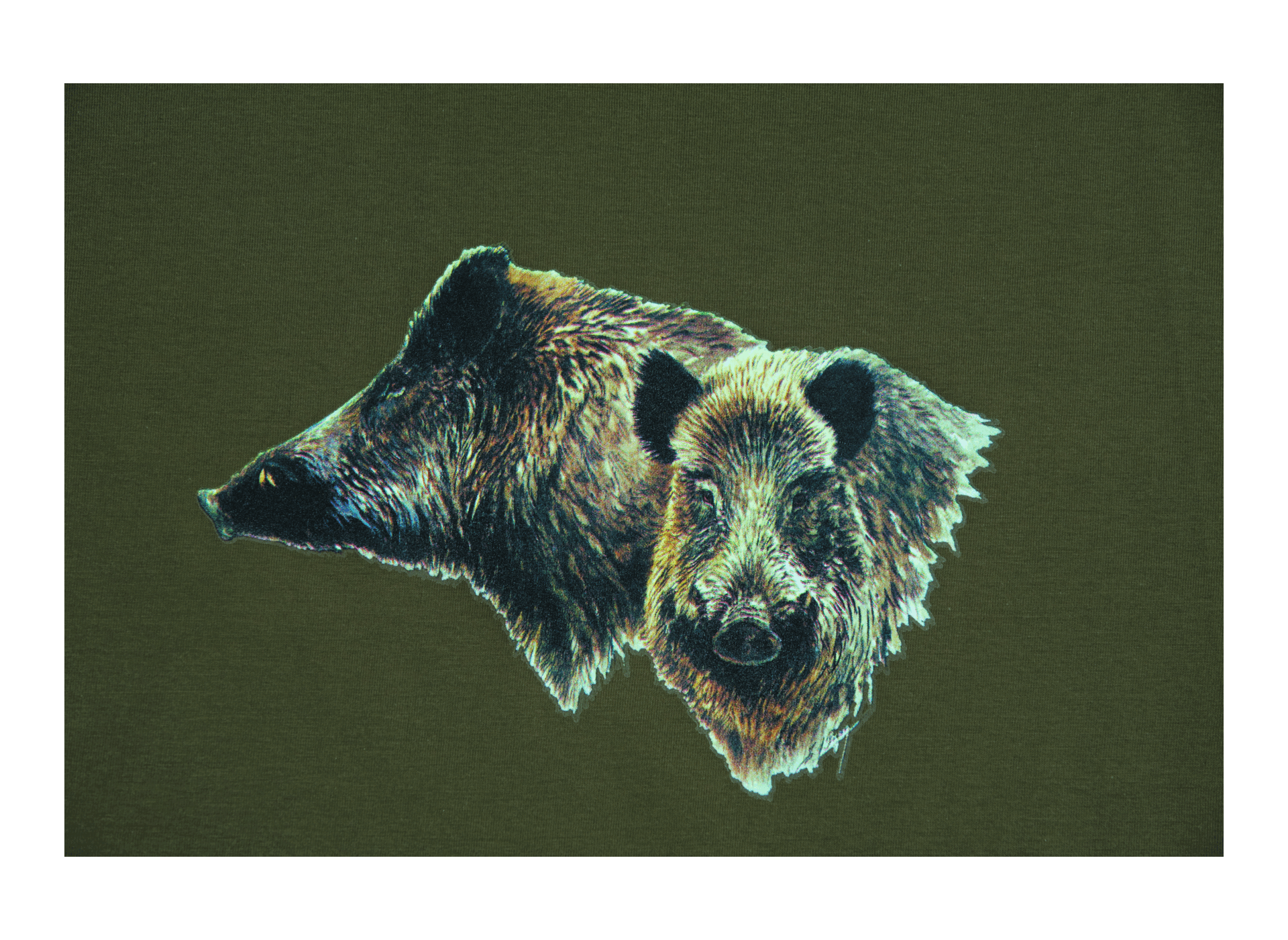 Motif transfert chasse T564 2 Têtes de sanglier