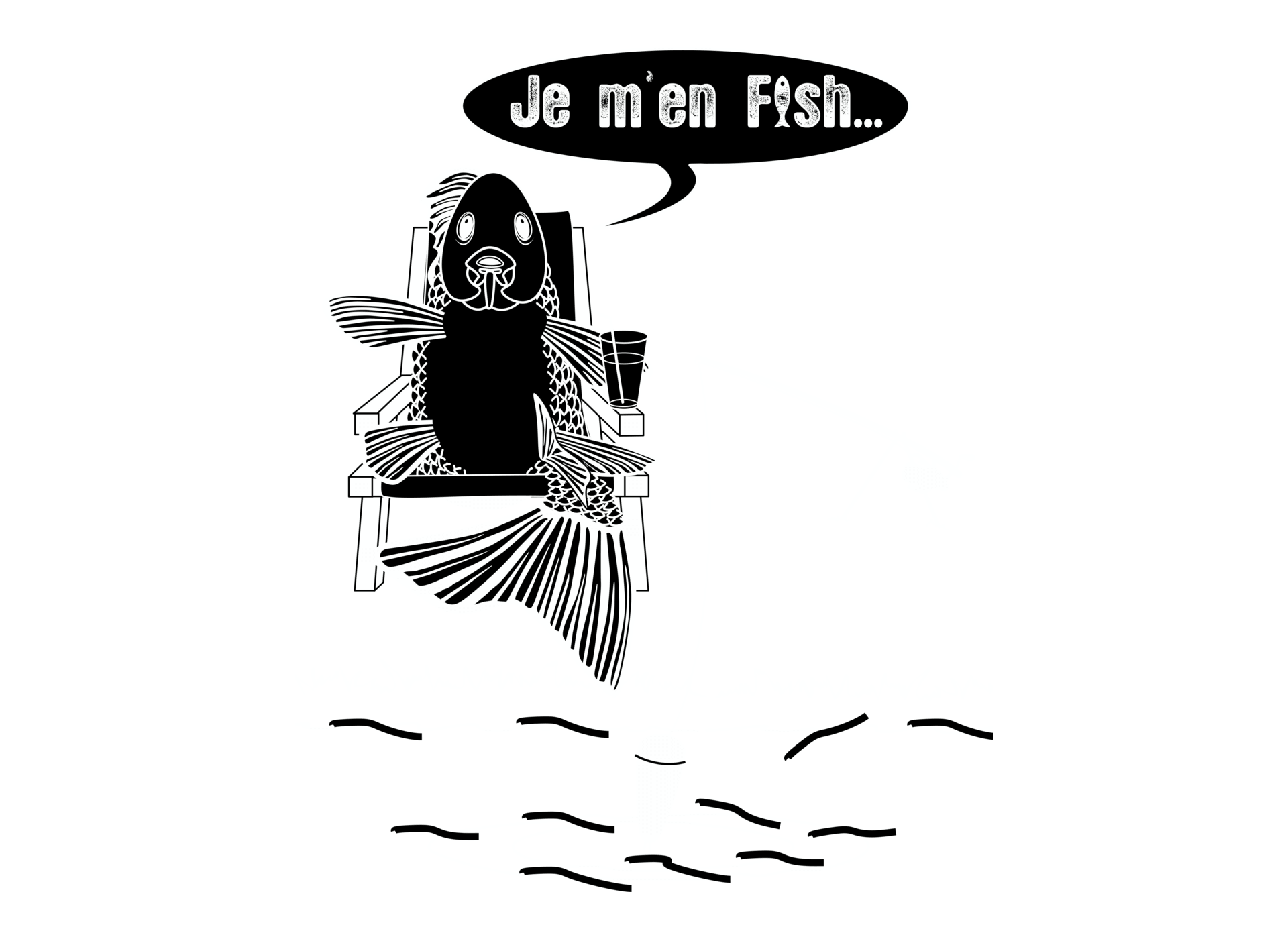 Motif transfert chasse T1063 Je m'en fish
